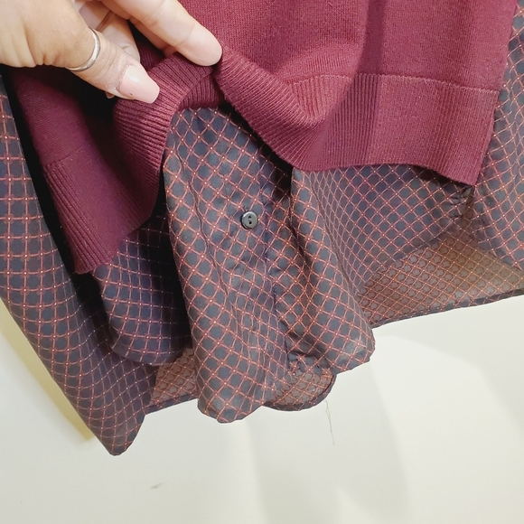 BLL New York red wine long sleeve blouse sweater size L - Picture 4 of 13